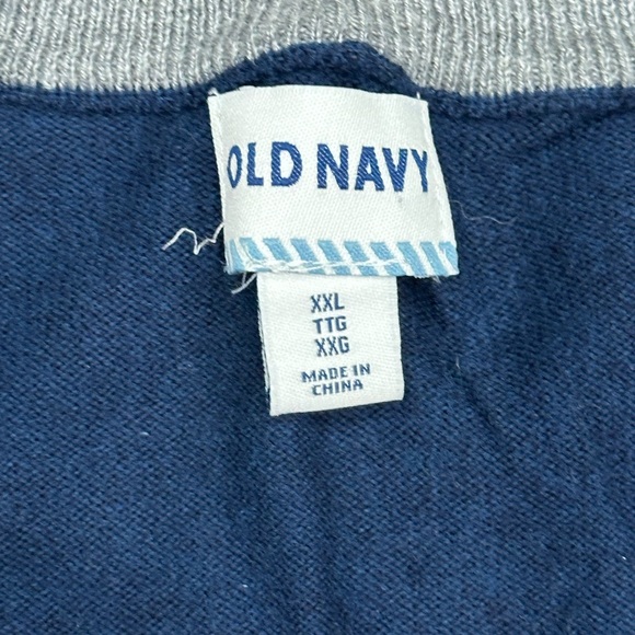 Men's Old Navy XXL 2XL V-Neck Sweater Navy Blue Soft Long Sleeve Cotton - Picture 7 of 8